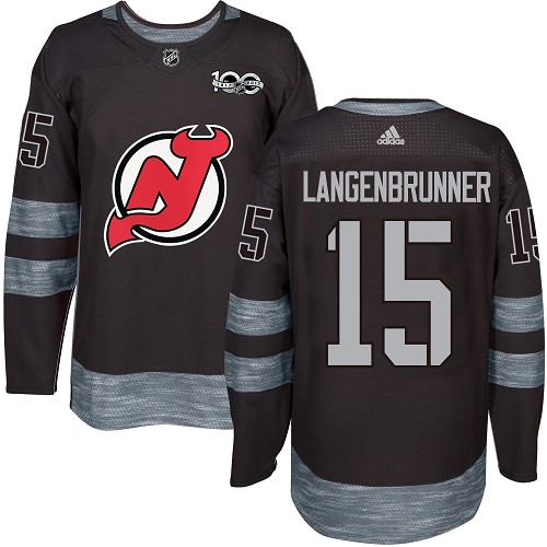 Adidas Devils #15 Langenbrunner Black 1917-100th Anniversary Stitched NHL Jersey